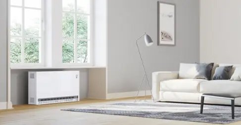 Θερμοσυσσωρευτής STIEBEL ELTRON SHF σε μοντέρνο σαλόνι – καθαρή και αποδοτική ηλεκτρική θέρμανση