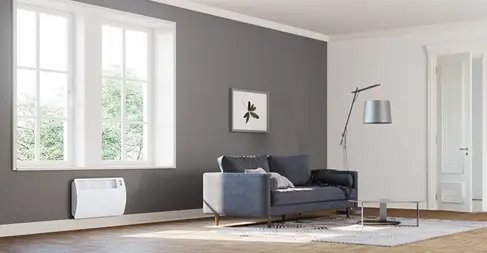 Επιτοίχιος ηλεκτρικός θερμοπομπός STIEBEL ELTRON σε καθιστικό – σταθερή και ομοιόμορφη θερμότητα