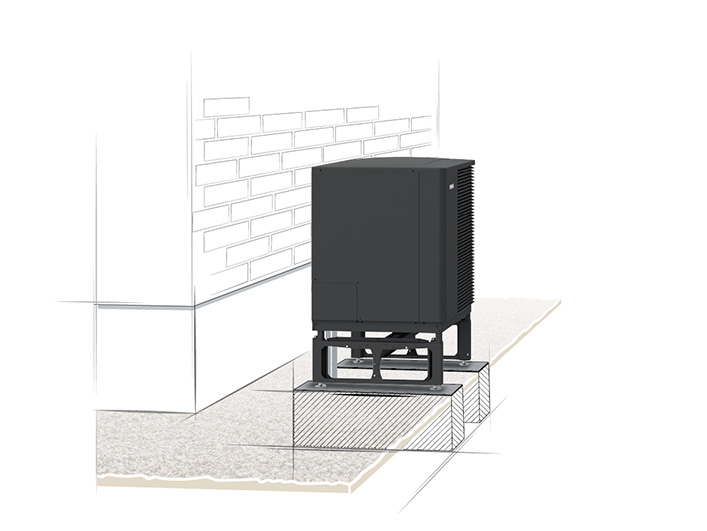 Εγκατάσταση αντλίας θερμότητας σε βάση με accessories