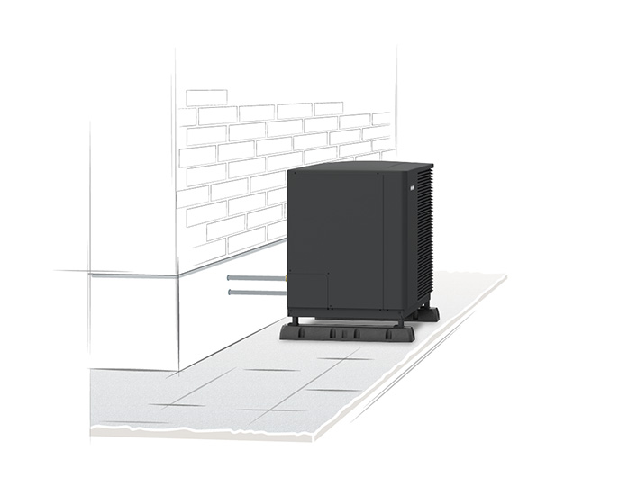 Υπερυψωμένη εγκατάσταση αντλίας θερμότητας με accessories