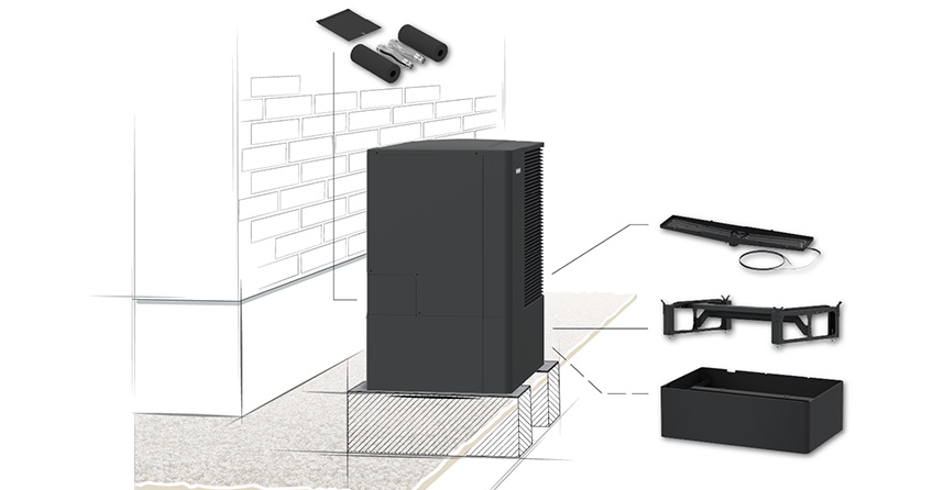 Υπερυψωμένη εγκατάσταση αντλίας θερμότητας σε βάση