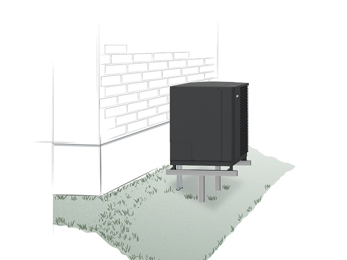 Επιτοίχια εγκατάσταση αντλίας θερμότητας με accessories