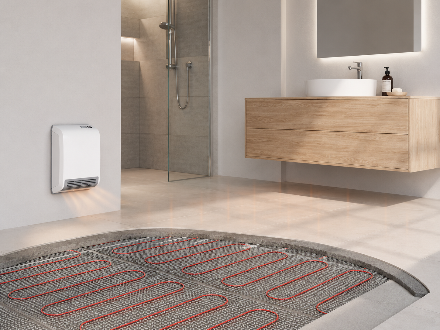 Συνδυασμός STIEBEL ELTRON CK 20 Trend LCD και FTM Set Plus για θέρμανση μπάνιου με ζεστό δάπεδο και γρήγορη άνοδο θερμοκρασίας