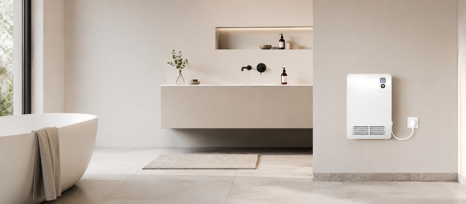 STIEBEL ELTRON CK 20 Premium σε σύγχρονο μπάνιο για γρήγορη και ασφαλή επιτοίχια θέρμανση