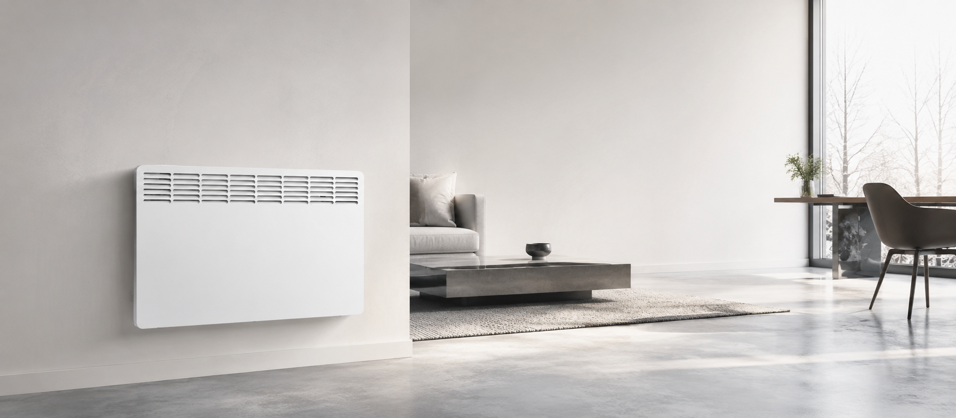 Θερμοπομποί STIEBEL ELTRON | Ηλεκτρική Θέρμανση Ανεσης Θερμοπομπός STIEBEL ELTRON CWM σε σύγχρονο καθιστικό, για αθόρυβη ηλεκτρική θέρμανση με φυσική συναγωγή